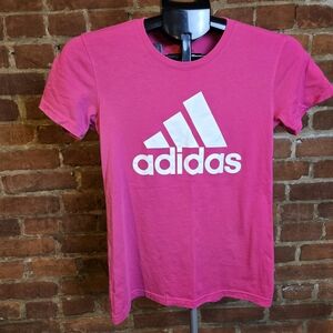 Adidas The Go-To Performance Tee Womens XS Pink Logo Athletic Shirt